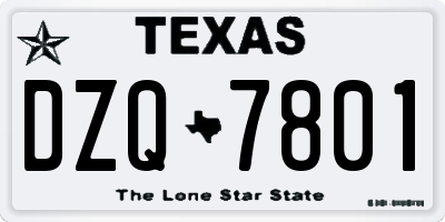 TX license plate DZQ7801