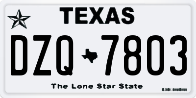 TX license plate DZQ7803