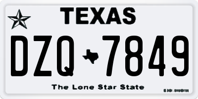 TX license plate DZQ7849