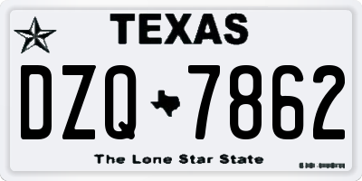 TX license plate DZQ7862