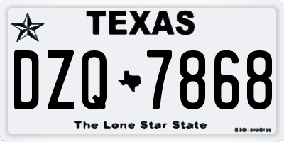 TX license plate DZQ7868