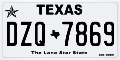 TX license plate DZQ7869