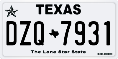 TX license plate DZQ7931