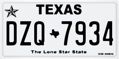 TX license plate DZQ7934