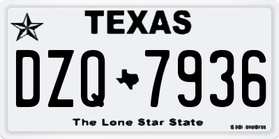 TX license plate DZQ7936