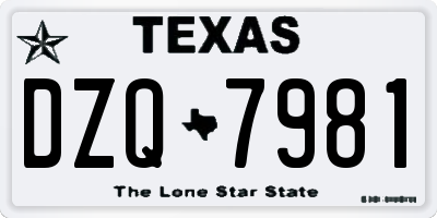 TX license plate DZQ7981
