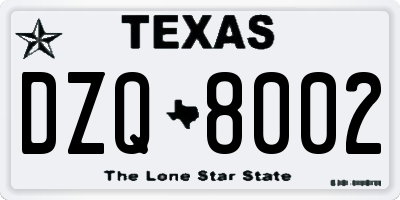 TX license plate DZQ8002