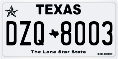 TX license plate DZQ8003