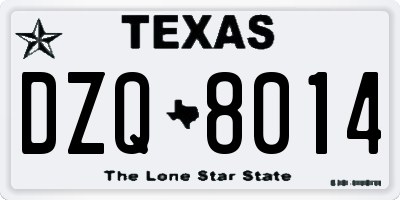 TX license plate DZQ8014