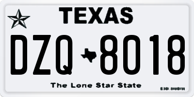 TX license plate DZQ8018
