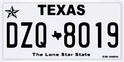 TX license plate DZQ8019