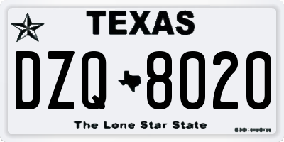 TX license plate DZQ8020