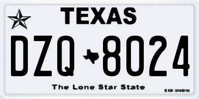 TX license plate DZQ8024