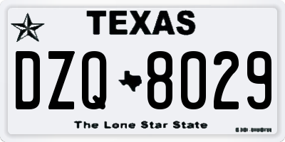 TX license plate DZQ8029