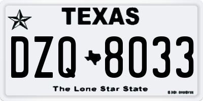 TX license plate DZQ8033