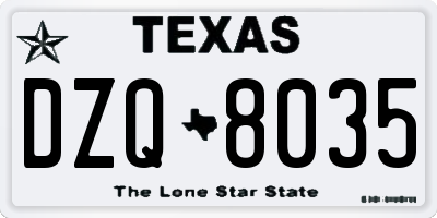 TX license plate DZQ8035