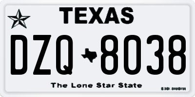 TX license plate DZQ8038