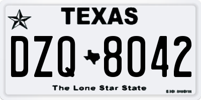 TX license plate DZQ8042