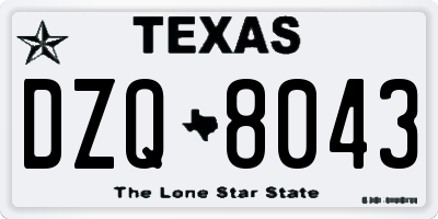 TX license plate DZQ8043