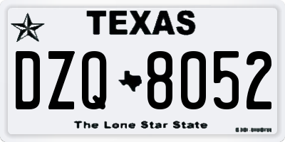 TX license plate DZQ8052