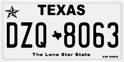 TX license plate DZQ8063