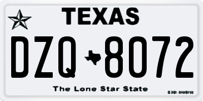 TX license plate DZQ8072