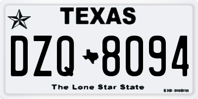 TX license plate DZQ8094