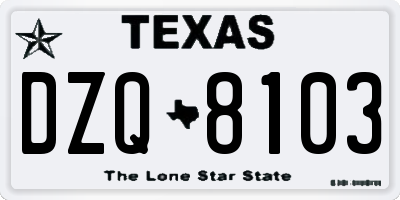 TX license plate DZQ8103