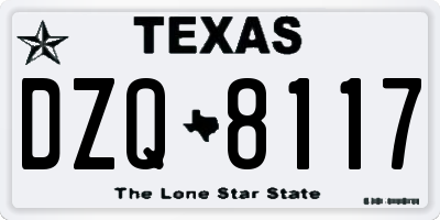 TX license plate DZQ8117