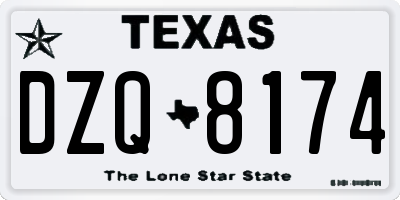 TX license plate DZQ8174