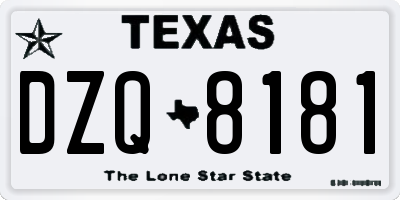 TX license plate DZQ8181