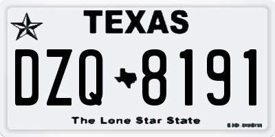 TX license plate DZQ8191