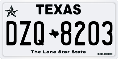 TX license plate DZQ8203