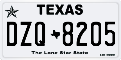 TX license plate DZQ8205