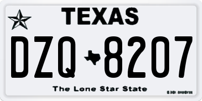 TX license plate DZQ8207