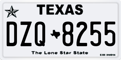 TX license plate DZQ8255