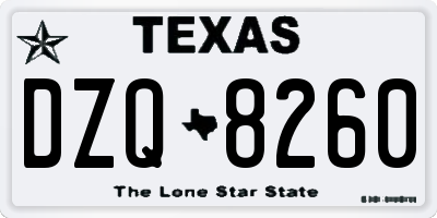 TX license plate DZQ8260