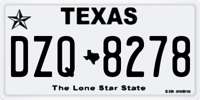 TX license plate DZQ8278