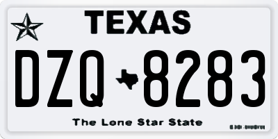 TX license plate DZQ8283