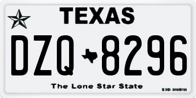 TX license plate DZQ8296