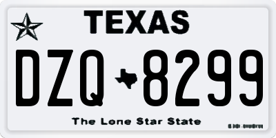 TX license plate DZQ8299