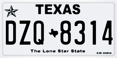 TX license plate DZQ8314