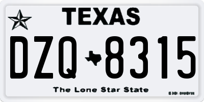 TX license plate DZQ8315
