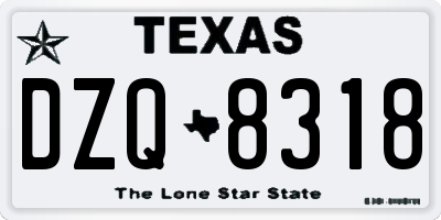 TX license plate DZQ8318