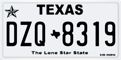TX license plate DZQ8319