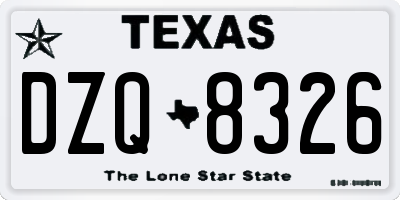 TX license plate DZQ8326