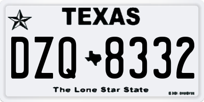 TX license plate DZQ8332