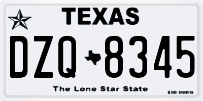 TX license plate DZQ8345
