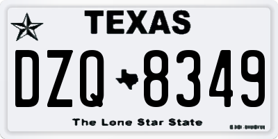 TX license plate DZQ8349