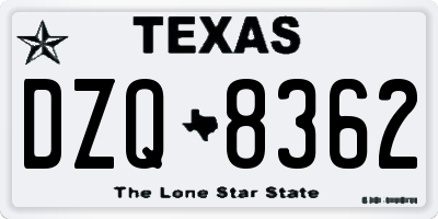 TX license plate DZQ8362